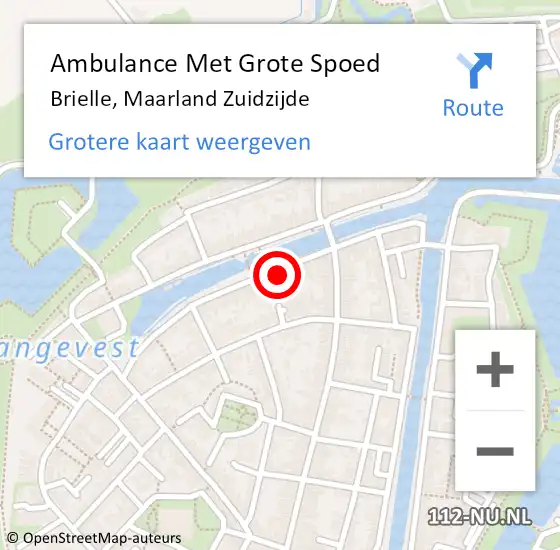 Locatie op kaart van de 112 melding: Ambulance Met Grote Spoed Naar Brielle, Maarland Zuidzijde op 1 juli 2023 20:14