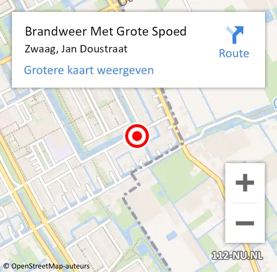 Locatie op kaart van de 112 melding: Brandweer Met Grote Spoed Naar Zwaag, Jan Doustraat op 1 juli 2023 20:33