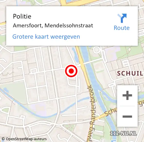 Locatie op kaart van de 112 melding: Politie Amersfoort, Mendelssohnstraat op 1 juli 2023 20:38