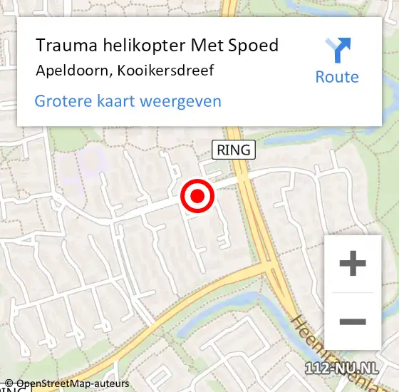 Locatie op kaart van de 112 melding: Trauma helikopter Met Spoed Naar Apeldoorn, Kooikersdreef op 1 juli 2023 20:45