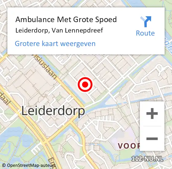 Locatie op kaart van de 112 melding: Ambulance Met Grote Spoed Naar Leiderdorp, Van Lennepdreef op 1 juli 2023 21:08