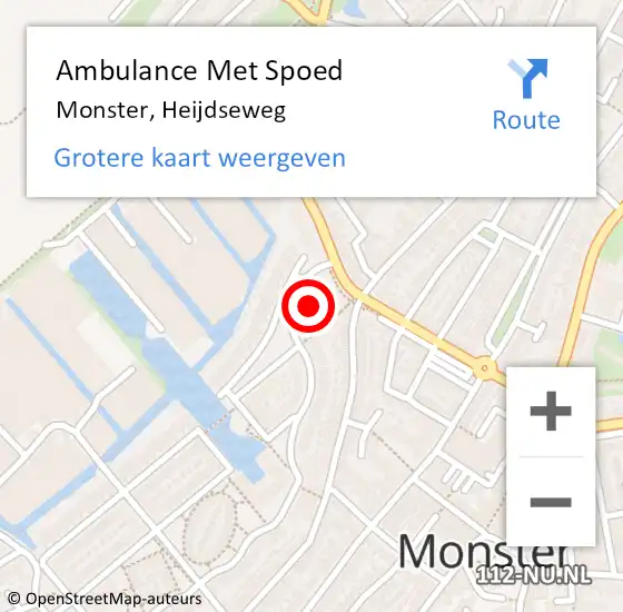 Locatie op kaart van de 112 melding: Ambulance Met Spoed Naar Monster, Heijdseweg op 1 juli 2023 21:35