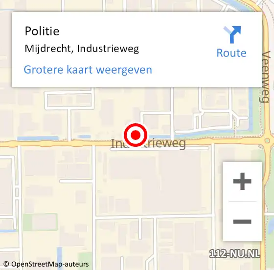 Locatie op kaart van de 112 melding: Politie Mijdrecht, Industrieweg op 1 juli 2023 21:48