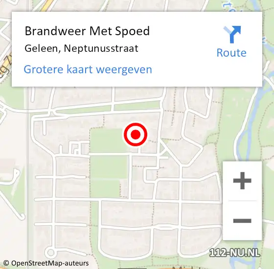 Locatie op kaart van de 112 melding: Brandweer Met Spoed Naar Geleen, Neptunusstraat op 1 juli 2023 21:53