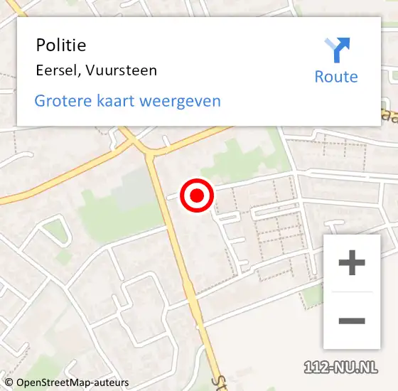 Locatie op kaart van de 112 melding: Politie Eersel, Vuursteen op 1 juli 2023 21:56