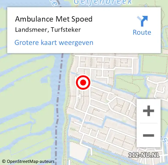 Locatie op kaart van de 112 melding: Ambulance Met Spoed Naar Landsmeer, Turfsteker op 1 juli 2023 22:14