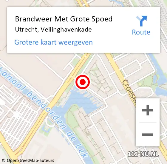 Locatie op kaart van de 112 melding: Brandweer Met Grote Spoed Naar Utrecht, Veilinghavenkade op 1 juli 2023 22:15