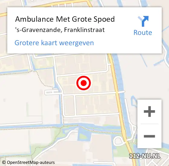 Locatie op kaart van de 112 melding: Ambulance Met Grote Spoed Naar 's-Gravenzande, Franklinstraat op 1 juli 2023 22:47