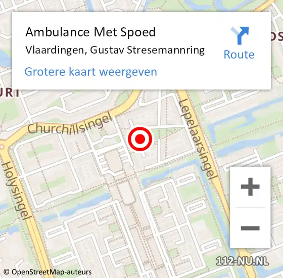 Locatie op kaart van de 112 melding: Ambulance Met Spoed Naar Vlaardingen, Gustav Stresemannring op 1 juli 2023 23:38