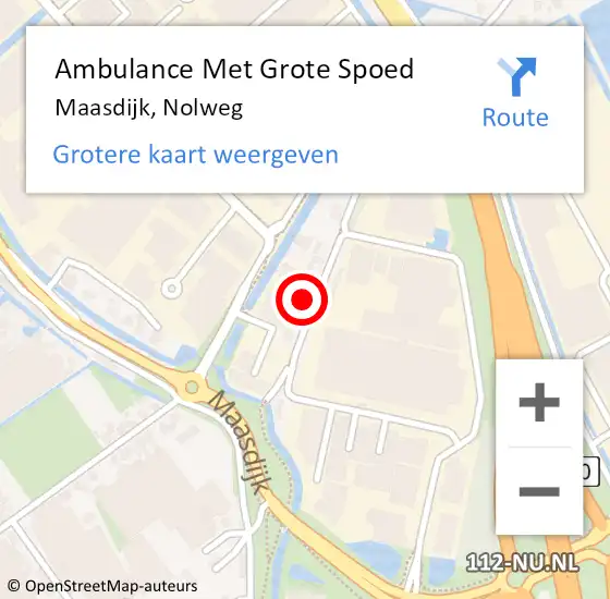 Locatie op kaart van de 112 melding: Ambulance Met Grote Spoed Naar Maasdijk, Nolweg op 1 juli 2023 23:46