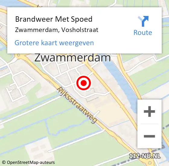 Locatie op kaart van de 112 melding: Brandweer Met Spoed Naar Zwammerdam, Vosholstraat op 1 juli 2023 23:48