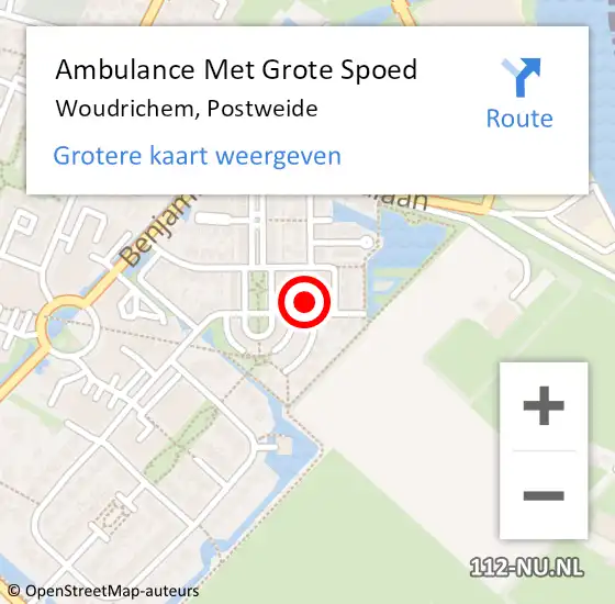 Locatie op kaart van de 112 melding: Ambulance Met Grote Spoed Naar Woudrichem, Postweide op 1 juli 2023 23:58