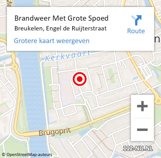 Locatie op kaart van de 112 melding: Brandweer Met Grote Spoed Naar Breukelen, Engel de Ruijterstraat op 2 juli 2023 00:03