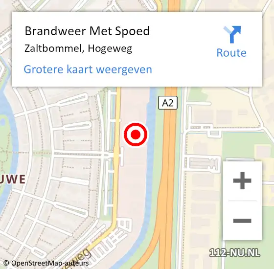 Locatie op kaart van de 112 melding: Brandweer Met Spoed Naar Zaltbommel, Hogeweg op 2 juli 2023 00:03