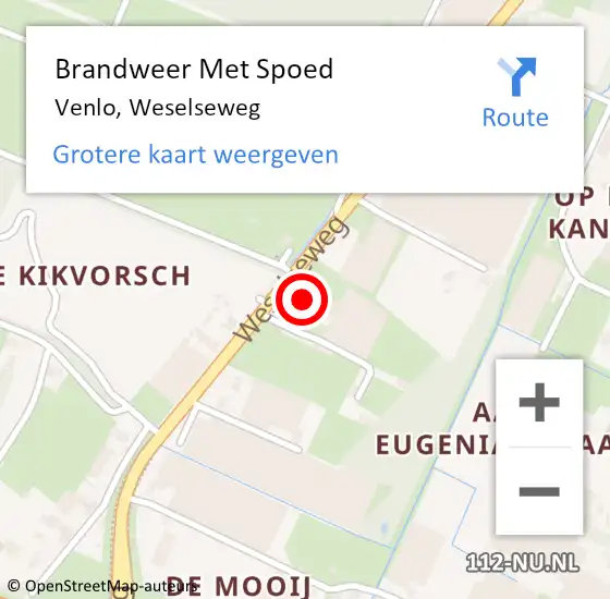 Locatie op kaart van de 112 melding: Brandweer Met Spoed Naar Venlo, Weselseweg op 2 juli 2023 00:04