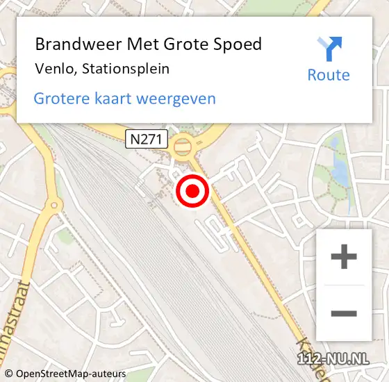 Locatie op kaart van de 112 melding: Brandweer Met Grote Spoed Naar Venlo, Stationsplein op 2 juli 2023 00:28