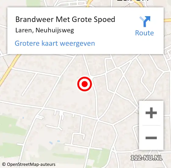 Locatie op kaart van de 112 melding: Brandweer Met Grote Spoed Naar Laren, Neuhuijsweg op 2 juli 2023 00:37