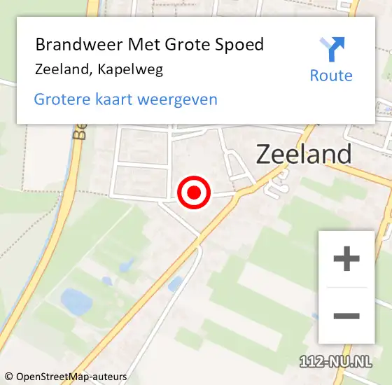 Locatie op kaart van de 112 melding: Brandweer Met Grote Spoed Naar Zeeland, Kapelweg op 2 juli 2023 00:53