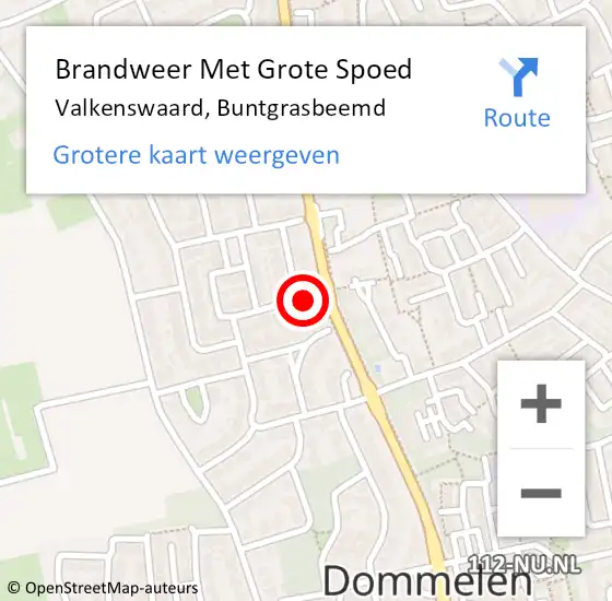 Locatie op kaart van de 112 melding: Brandweer Met Grote Spoed Naar Valkenswaard, Buntgrasbeemd op 2 juli 2023 01:03