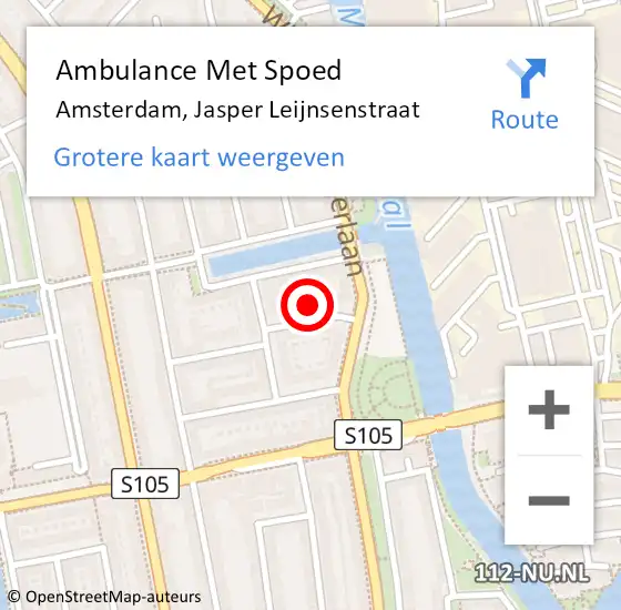 Locatie op kaart van de 112 melding: Ambulance Met Spoed Naar Amsterdam, Jasper Leijnsenstraat op 2 juli 2023 01:31