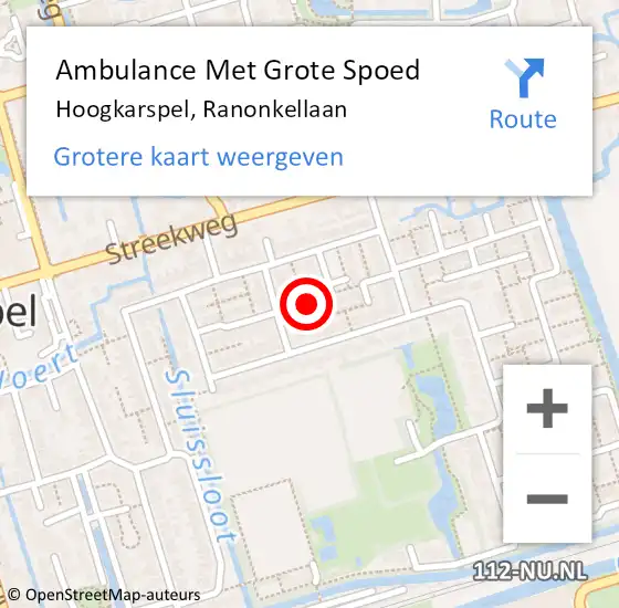 Locatie op kaart van de 112 melding: Ambulance Met Grote Spoed Naar Hoogkarspel, Ranonkellaan op 2 juli 2023 02:04