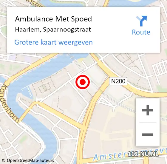 Locatie op kaart van de 112 melding: Ambulance Met Spoed Naar Haarlem, Spaarnoogstraat op 2 juli 2023 02:32