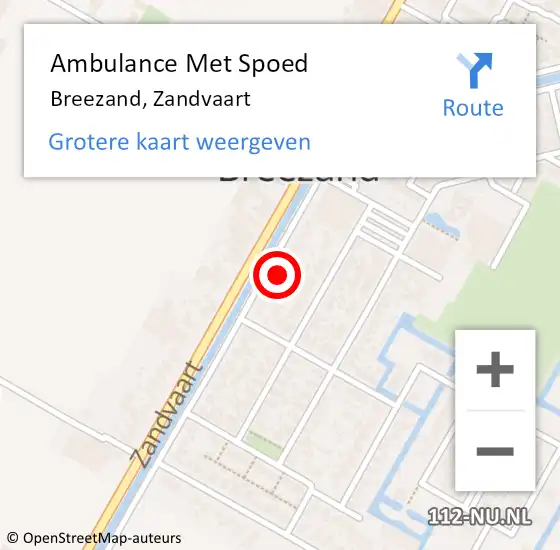 Locatie op kaart van de 112 melding: Ambulance Met Spoed Naar Breezand, Zandvaart op 2 juli 2023 02:33