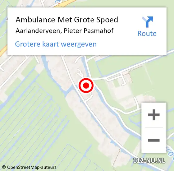 Locatie op kaart van de 112 melding: Ambulance Met Grote Spoed Naar Aarlanderveen, Pieter Pasmahof op 2 juli 2023 02:57