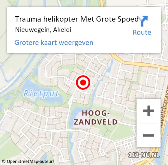 Locatie op kaart van de 112 melding: Trauma helikopter Met Grote Spoed Naar Nieuwegein, Akelei op 2 juli 2023 03:49