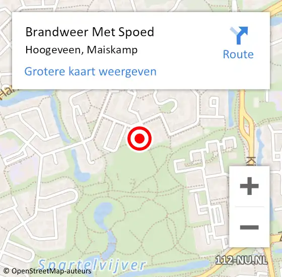 Locatie op kaart van de 112 melding: Brandweer Met Spoed Naar Hoogeveen, Maiskamp op 2 juli 2023 05:02