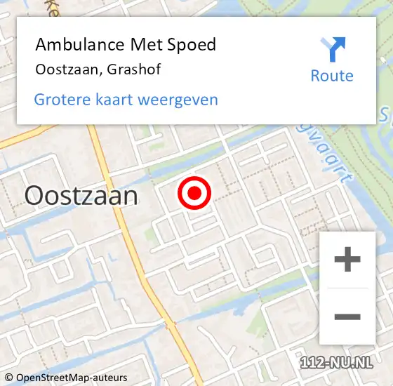 Locatie op kaart van de 112 melding: Ambulance Met Spoed Naar Oostzaan, Grashof op 2 juli 2023 05:37