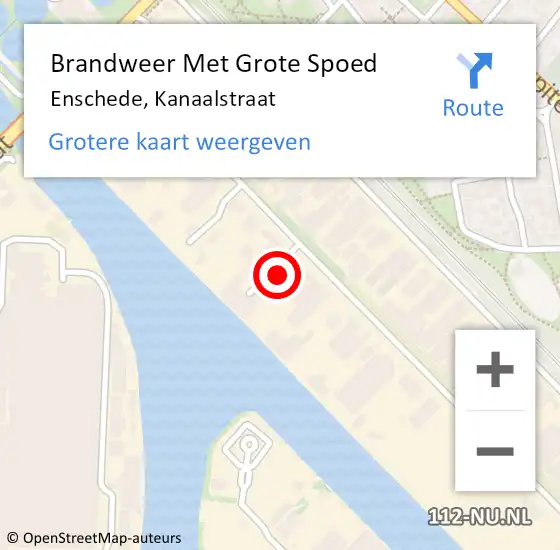 Locatie op kaart van de 112 melding: Brandweer Met Grote Spoed Naar Enschede, Kanaalstraat op 2 juli 2023 06:40