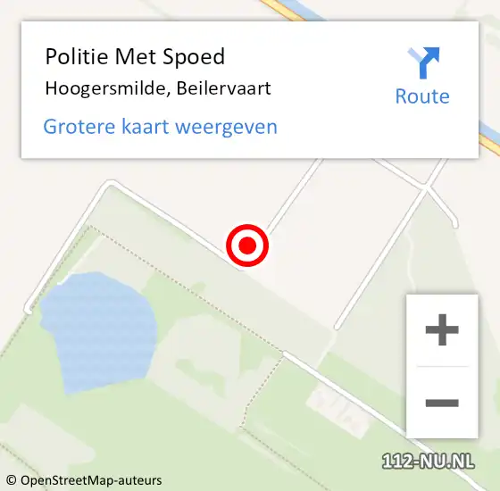 Locatie op kaart van de 112 melding: Politie Met Spoed Naar Hoogersmilde, Beilervaart op 2 juli 2023 06:51