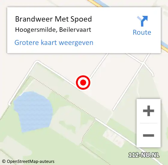 Locatie op kaart van de 112 melding: Brandweer Met Spoed Naar Hoogersmilde, Beilervaart op 2 juli 2023 06:52