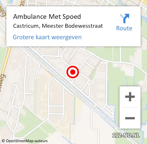 Locatie op kaart van de 112 melding: Ambulance Met Spoed Naar Castricum, Meester Bodewesstraat op 2 juli 2023 07:34