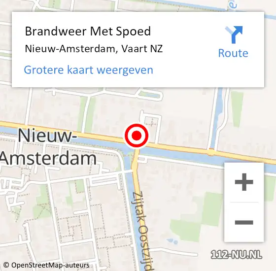 Locatie op kaart van de 112 melding: Brandweer Met Spoed Naar Nieuw-Amsterdam, Vaart NZ op 2 juli 2023 08:49