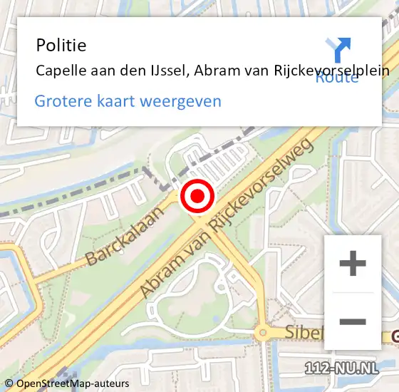 Locatie op kaart van de 112 melding: Politie Capelle aan den IJssel, Abram van Rijckevorselplein op 2 juli 2023 08:52