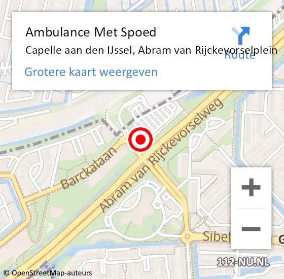 Locatie op kaart van de 112 melding: Ambulance Met Spoed Naar Capelle aan den IJssel, Abram van Rijckevorselplein op 2 juli 2023 08:54