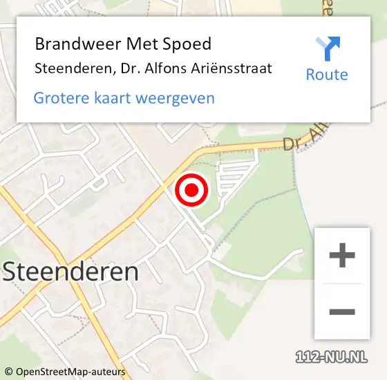 Locatie op kaart van de 112 melding: Brandweer Met Spoed Naar Steenderen, Dr. Alfons Ariënsstraat op 2 juli 2023 09:01