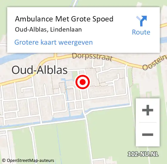 Locatie op kaart van de 112 melding: Ambulance Met Grote Spoed Naar Oud-Alblas, Lindenlaan op 2 juli 2023 09:16