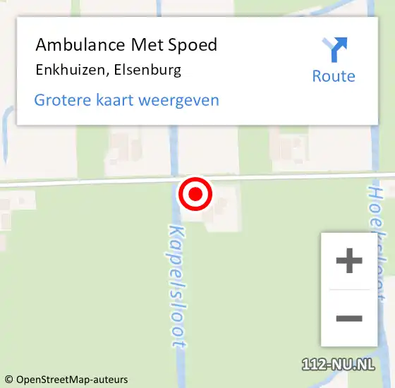 Locatie op kaart van de 112 melding: Ambulance Met Spoed Naar Enkhuizen, Elsenburg op 2 juli 2023 09:32