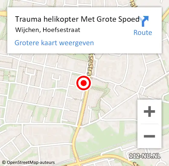 Locatie op kaart van de 112 melding: Trauma helikopter Met Grote Spoed Naar Wijchen, Hoefsestraat op 2 juli 2023 10:10