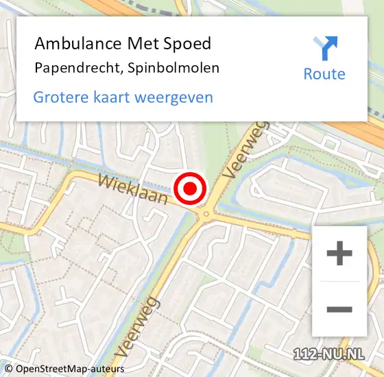 Locatie op kaart van de 112 melding: Ambulance Met Spoed Naar Papendrecht, Spinbolmolen op 2 juli 2023 10:20