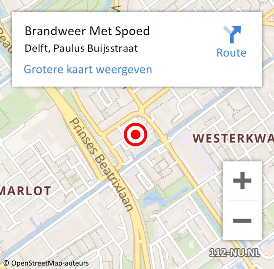 Locatie op kaart van de 112 melding: Brandweer Met Spoed Naar Delft, Paulus Buijsstraat op 2 juli 2023 10:37