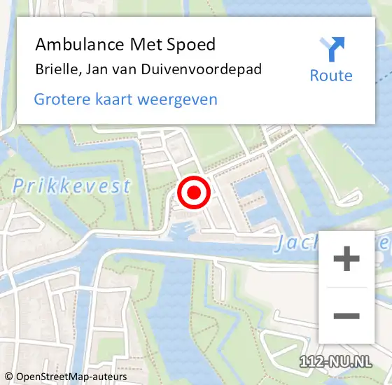 Locatie op kaart van de 112 melding: Ambulance Met Spoed Naar Brielle, Jan van Duivenvoordepad op 2 juli 2023 10:46