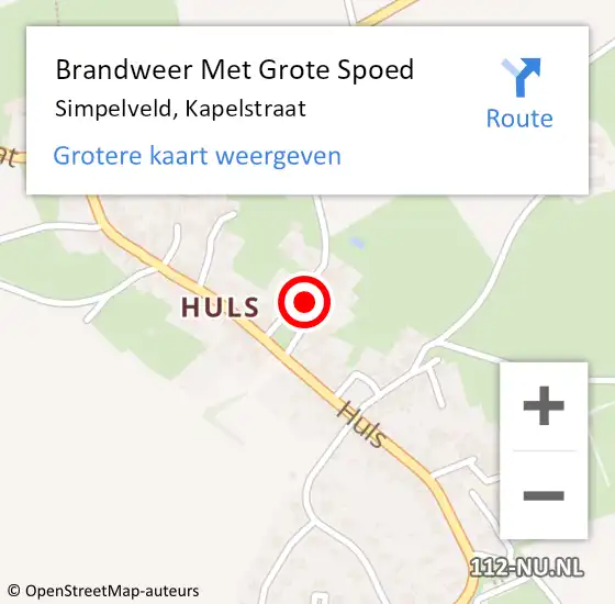 Locatie op kaart van de 112 melding: Brandweer Met Grote Spoed Naar Simpelveld, Kapelstraat op 2 juli 2023 10:54