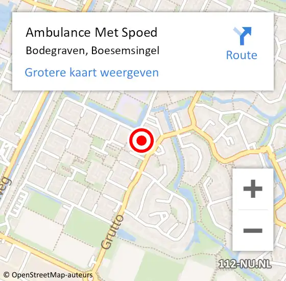 Locatie op kaart van de 112 melding: Ambulance Met Spoed Naar Bodegraven, Boesemsingel op 2 juli 2023 11:03