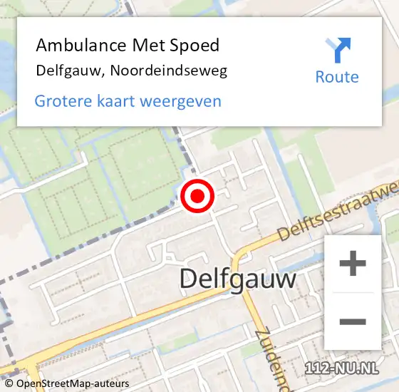 Locatie op kaart van de 112 melding: Ambulance Met Spoed Naar Delfgauw, Noordeindseweg op 2 juli 2023 11:14