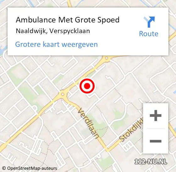 Locatie op kaart van de 112 melding: Ambulance Met Grote Spoed Naar Naaldwijk, Verspycklaan op 2 juli 2023 11:43