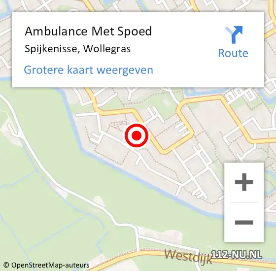 Locatie op kaart van de 112 melding: Ambulance Met Spoed Naar Spijkenisse, Wollegras op 2 juli 2023 11:54